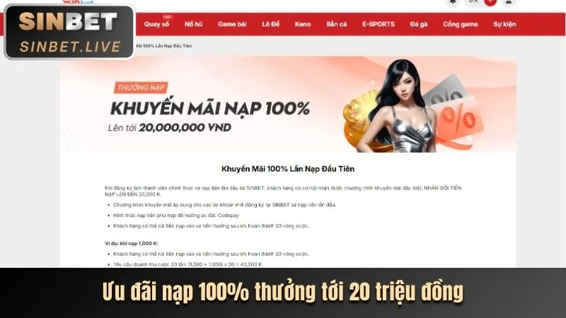 Thưởng nạp tiền lần đầu h3bet